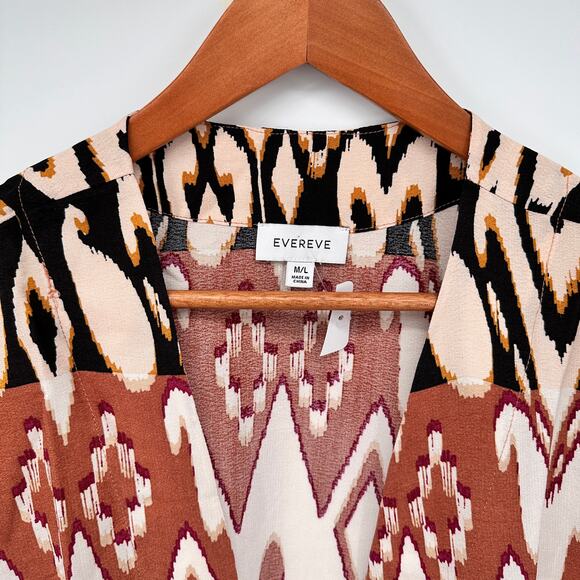 EVEREVE NWT Brown Orange Mila Maxi Wrap Kimono Cover Up Top // M/L - Picture 7 of 15